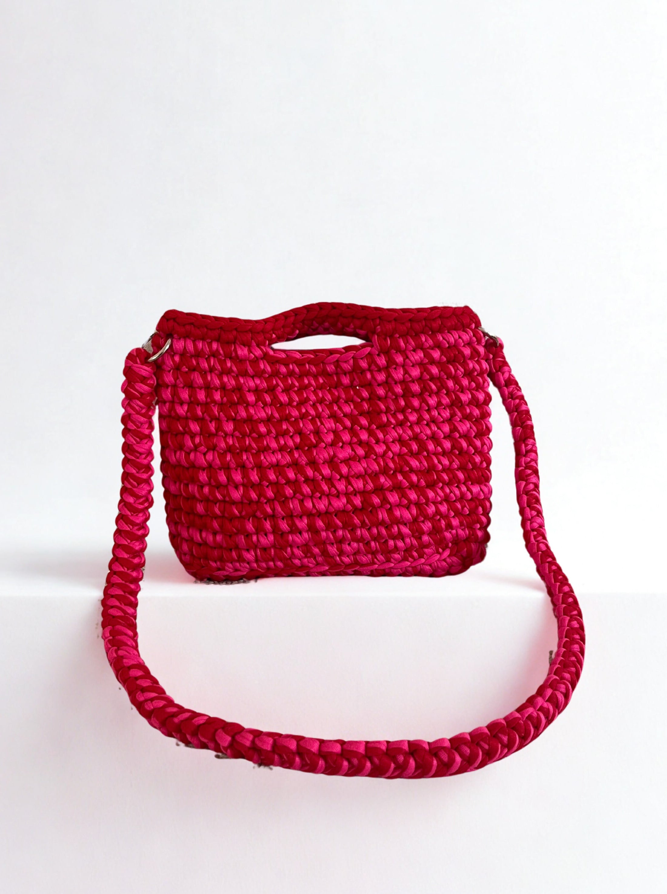 SMALL Crochet bag PINK-RED